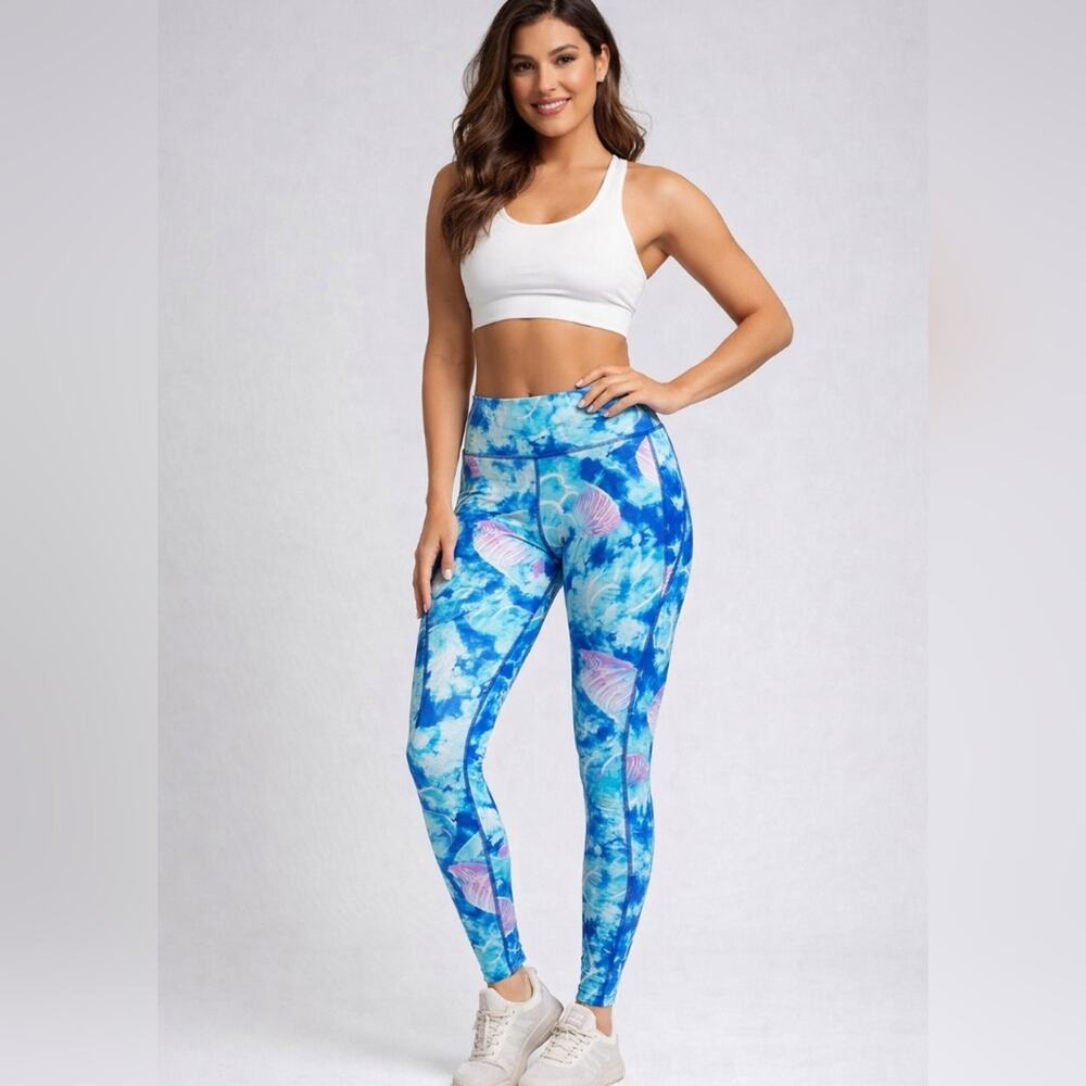 Champion Kids/ Womens Fish Print Athletic Leggings sz 14/16